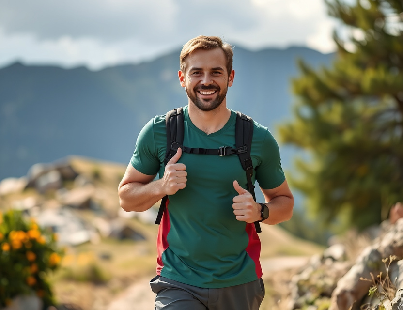 Man in natural setting exuding vitality